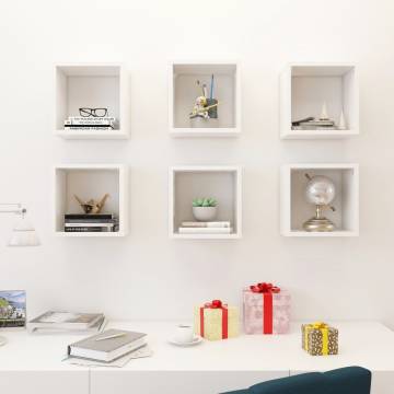 Wall Cube Shelves Set - 6 Pcs White 26x15x26 cm | HipoMarket