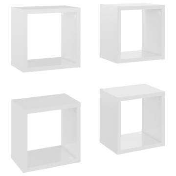 High Gloss White Wall Cube Shelves - Set of 4 | Hipo Market