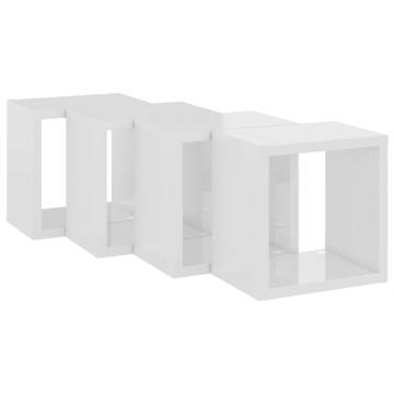 High Gloss White Wall Cube Shelves - Set of 4 | Hipo Market