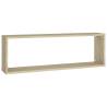 Wall Cube Shelf Set - 4 pcs White & Sonoma Oak | Hipo Market