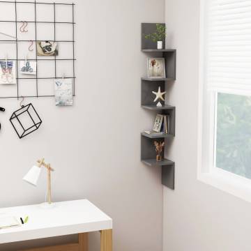 Stylish Grey Wall Corner Shelf - 20x20x127.5 cm