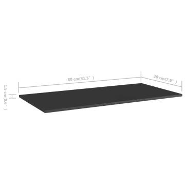 High Gloss Black Bookshelf Boards - 8 pcs 80x20 cm | HipoMarket