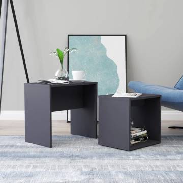 Stylish Grey Coffee Table Set - 2 Pieces for Small Spaces