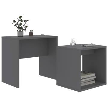 Stylish Grey Coffee Table Set - 2 Pieces for Small Spaces