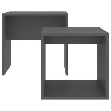 Stylish Grey Coffee Table Set - 2 Pieces for Small Spaces