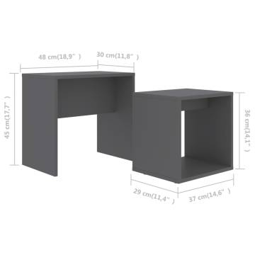 Stylish Grey Coffee Table Set - 2 Pieces for Small Spaces