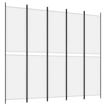 5-Panel White Room Divider 250x220 cm - Stylish & Durable