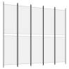 5-Panel White Room Divider 250x220 cm - Stylish & Durable