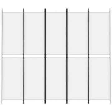 5-Panel White Room Divider 250x220 cm - Stylish & Durable