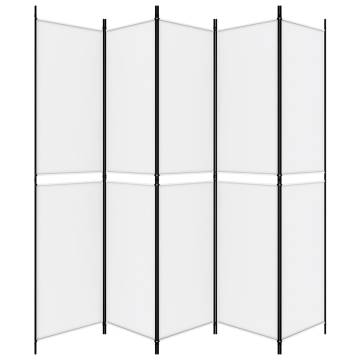 5-Panel White Room Divider 250x220 cm - Stylish & Durable