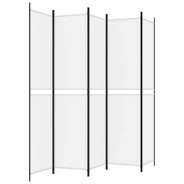 5-Panel White Room Divider 250x220 cm - Stylish & Durable