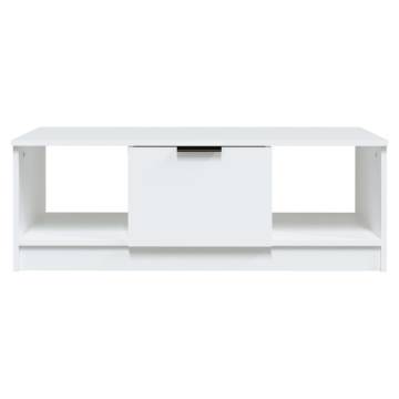 Elegant White Coffee Table - 102x50x36 cm - Engineered Wood