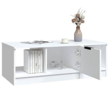 Elegant White Coffee Table - 102x50x36 cm - Engineered Wood