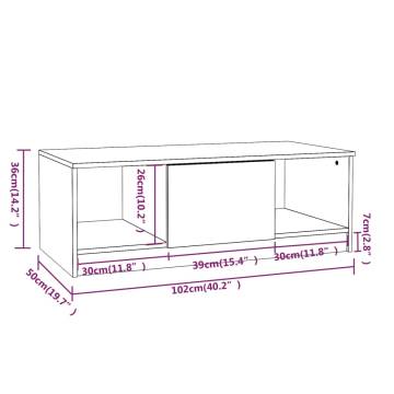 Elegant White Coffee Table - 102x50x36 cm - Engineered Wood