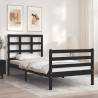 Black Single Bed Frame with Headboard - Solid Wood