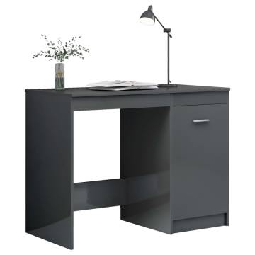 High Gloss Grey Desk - Modern Engineered Wood | HipoMarket