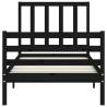 Black Single Wooden Bed Frame with Headboard | HipoMarket