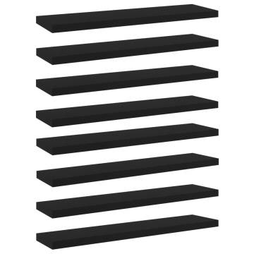 Bookshelf Boards 8 pcs Black - Quality Engineered Wood