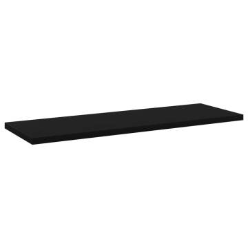 Black Bookshelf Boards - 8 pcs Engineered Wood 60x20x1.5 cm