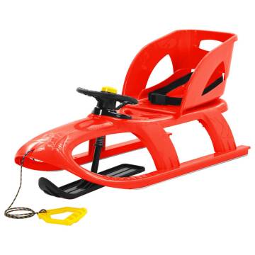 Red Sledge with Seat and Wheel - Winter Fun for Kids