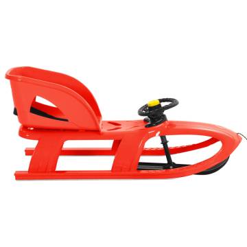 Red Sledge with Seat and Wheel - Winter Fun for Kids