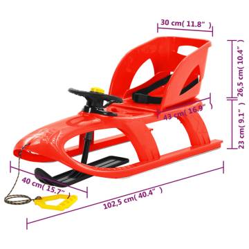 Red Sledge with Seat and Wheel - Winter Fun for Kids