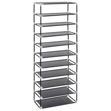 Shoe Cabinet Black 60x30x166 cm - 10-Tier Storage Solution