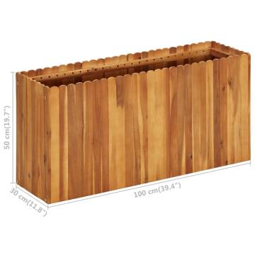 Garden Raised Bed 100x30x50 cm - Solid Acacia Wood Planter