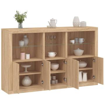 Modern Sideboard with LED Lights – Sonoma Oak - 162x37x100 cm