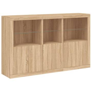 Modern Sideboard with LED Lights – Sonoma Oak - 162x37x100 cm