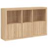 Modern Sideboard with LED Lights – Sonoma Oak - 162x37x100 cm