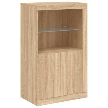 Modern Sideboard with LED Lights – Sonoma Oak - 162x37x100 cm