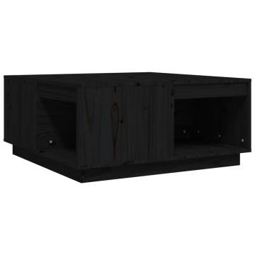 Stylish Black Coffee Table - 80x81x36.5 cm Solid Pine Wood