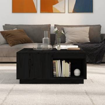 Stylish Black Coffee Table - 80x81x36.5 cm Solid Pine Wood