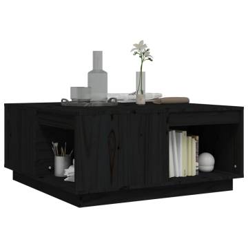 Stylish Black Coffee Table - 80x81x36.5 cm Solid Pine Wood