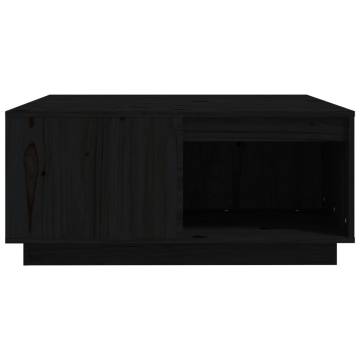 Stylish Black Coffee Table - 80x81x36.5 cm Solid Pine Wood