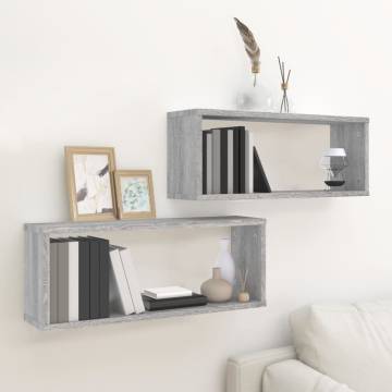 Wall Cube Shelves (2 pcs) Grey Sonoma | Stylish Storage Solution