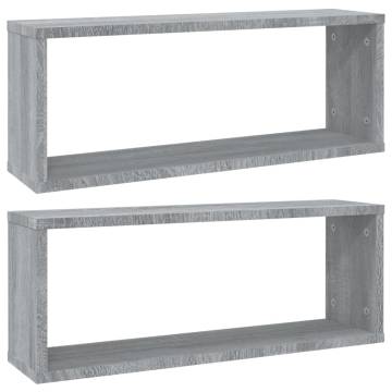 Wall Cube Shelves (2 pcs) Grey Sonoma | Stylish Storage Solution