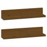 Wall Shelves 2 pcs Honey Brown Solid Wood Pine | HipoMarket