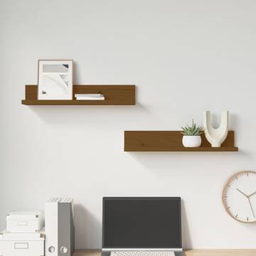 Wall Shelves 2 pcs Honey Brown Solid Wood Pine | HipoMarket