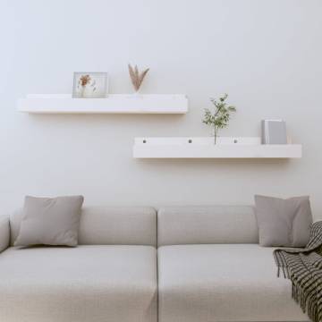 Wall Shelves 2 pcs White - Solid Pine Wood | HipoMarket