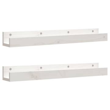 Wall Shelves 2 pcs White - Solid Pine Wood | HipoMarket