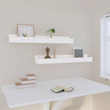 Wall Shelves 2 pcs White - Solid Pine Wood | HipoMarket