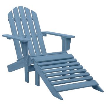 Blue Garden Adirondack Chair with Ottoman - Solid Fir Wood