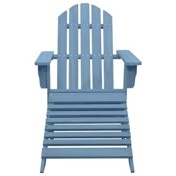 Blue Garden Adirondack Chair with Ottoman - Solid Fir Wood