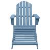 Blue Garden Adirondack Chair with Ottoman - Solid Fir Wood