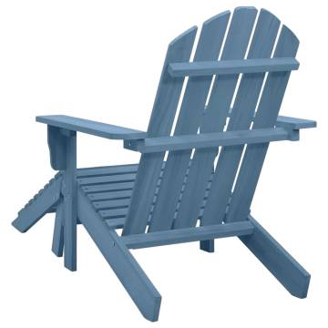 Blue Garden Adirondack Chair with Ottoman - Solid Fir Wood