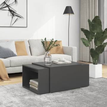 3 Piece Nesting Coffee Table Set - Grey, Modern Design