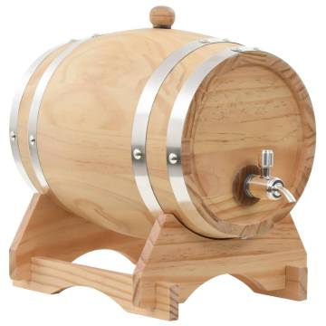 Wine Barrel with Tap Solid Pinewood 6 L - Rustic Home Accessory