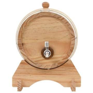 Wine Barrel with Tap Solid Pinewood 6 L - Rustic Home Accessory